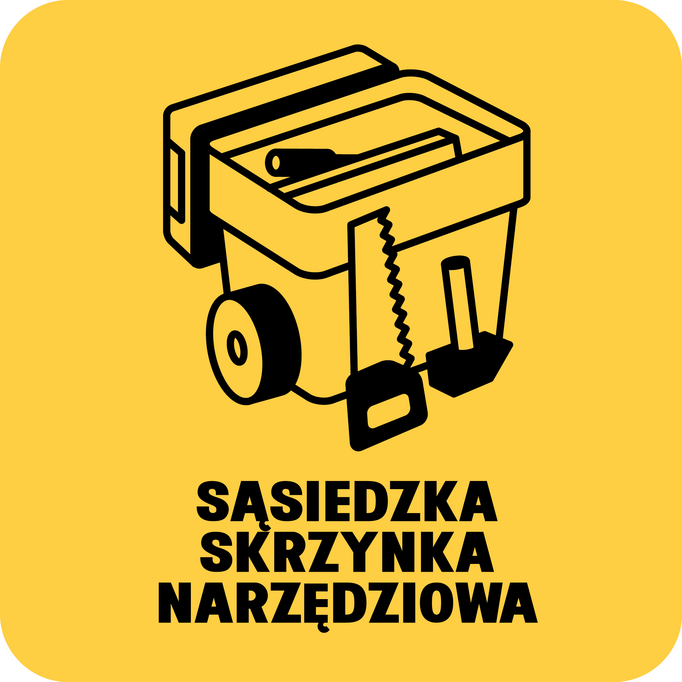 logotyp projektu przedstawiający skrzynkę z narzędziami z podpisem "sąsiedzka skrzynka narzędziowa"